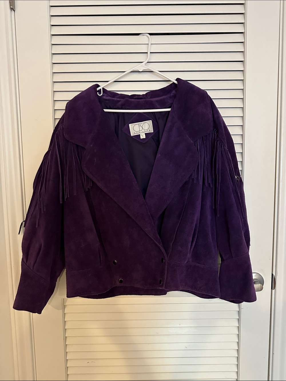 Amazing 80s Vintage Women's Purple Suede Fringe Leather Jacket by CBO New York